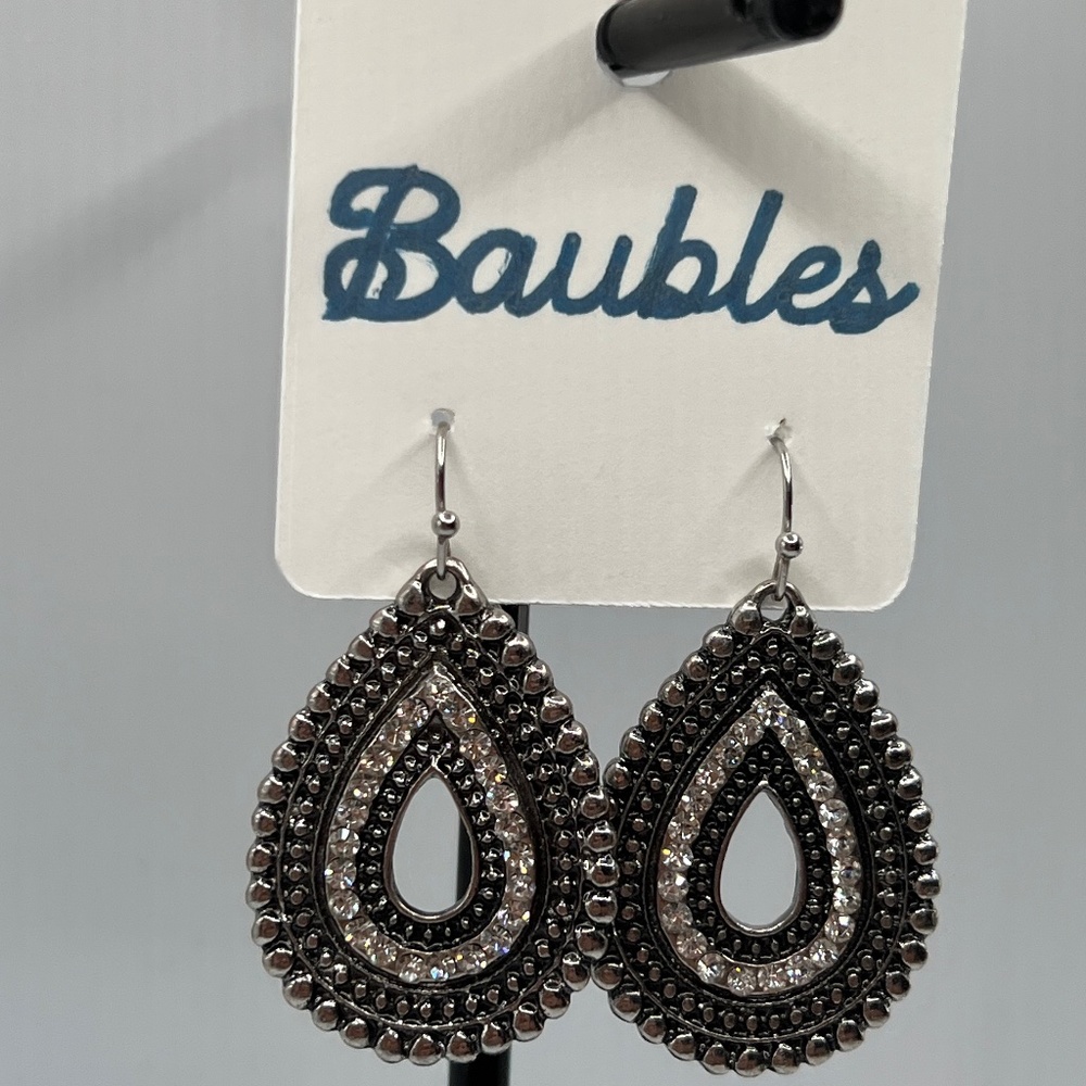 Baubles Black Silver Dangle Teardrop Earrings    $12 or bundle 3 for $20